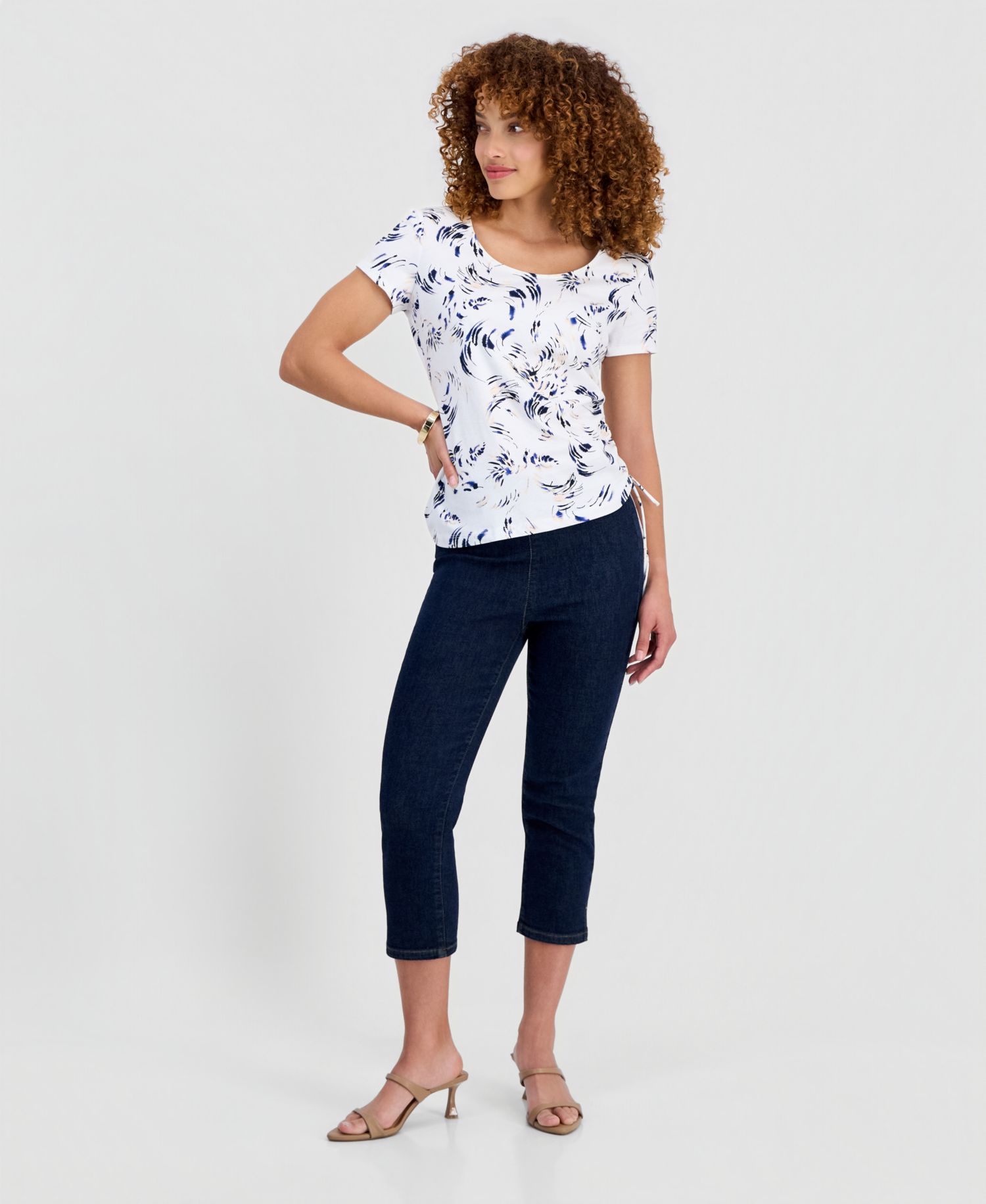 Petite Cotton Asymmetric Short-Sleeve Top