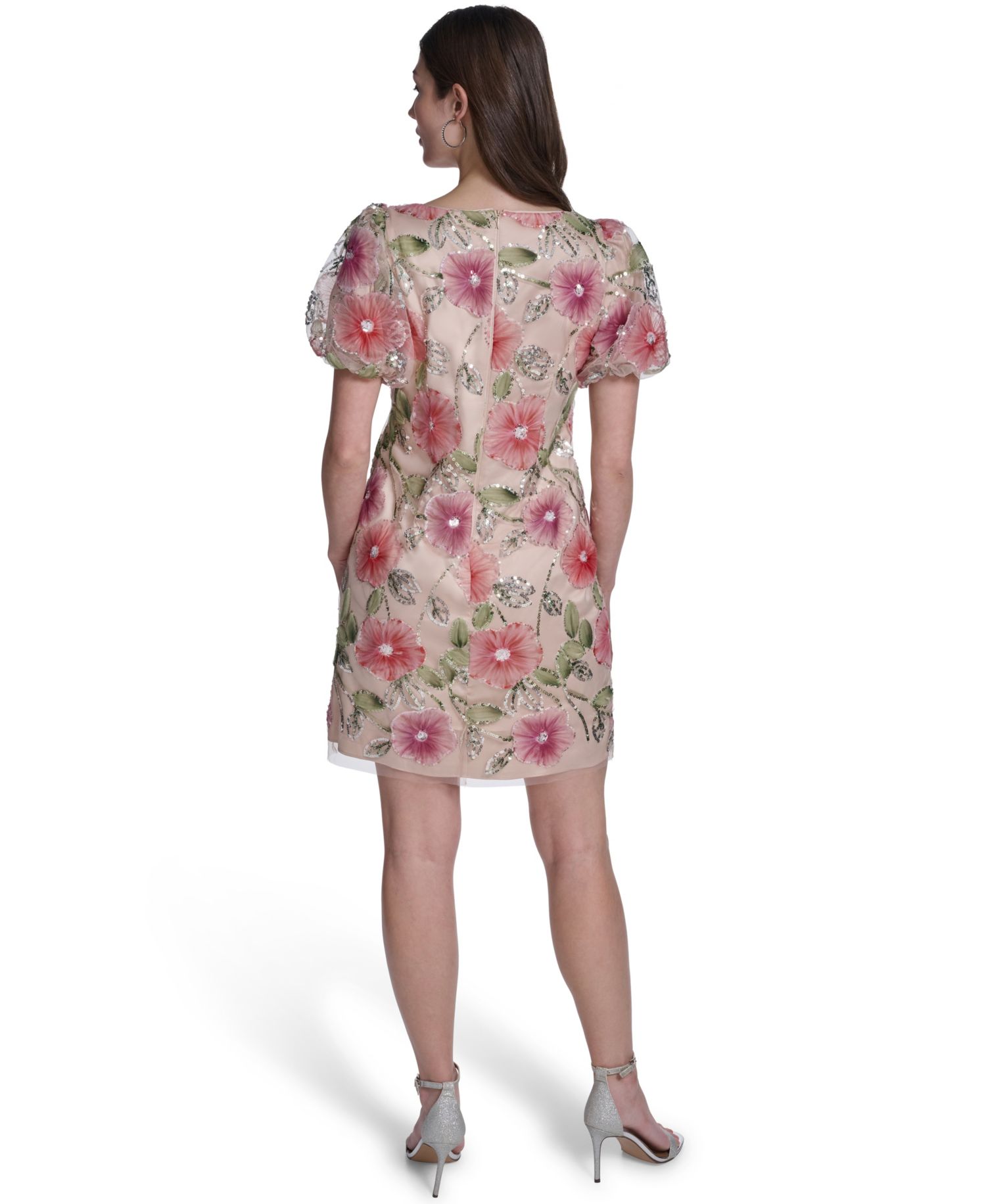 Petite Puff-Sleeve Boat Neck T-Body Dress
