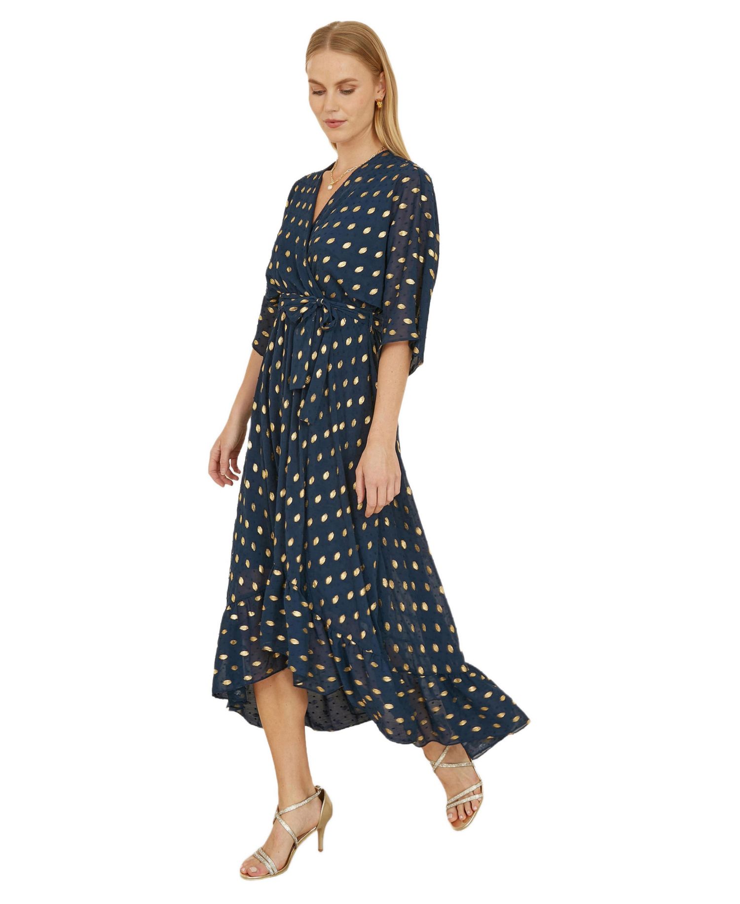 Women's Foil Print Wrap Over Dress