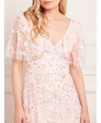 Women's Ethereal Blooms Frill Ankle Gown