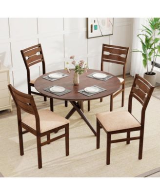 Padded Dining Chairs Set of 2 with Rubber Wood Frame and Polyester Cushion