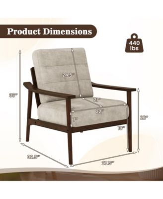 Modern Accent Chair with Rubber Wood Armrests and Polyester Cushion