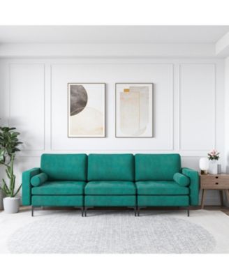 97 in Modular 3-Seat Sofa Couch with USB Ports and Side Storage Pocket