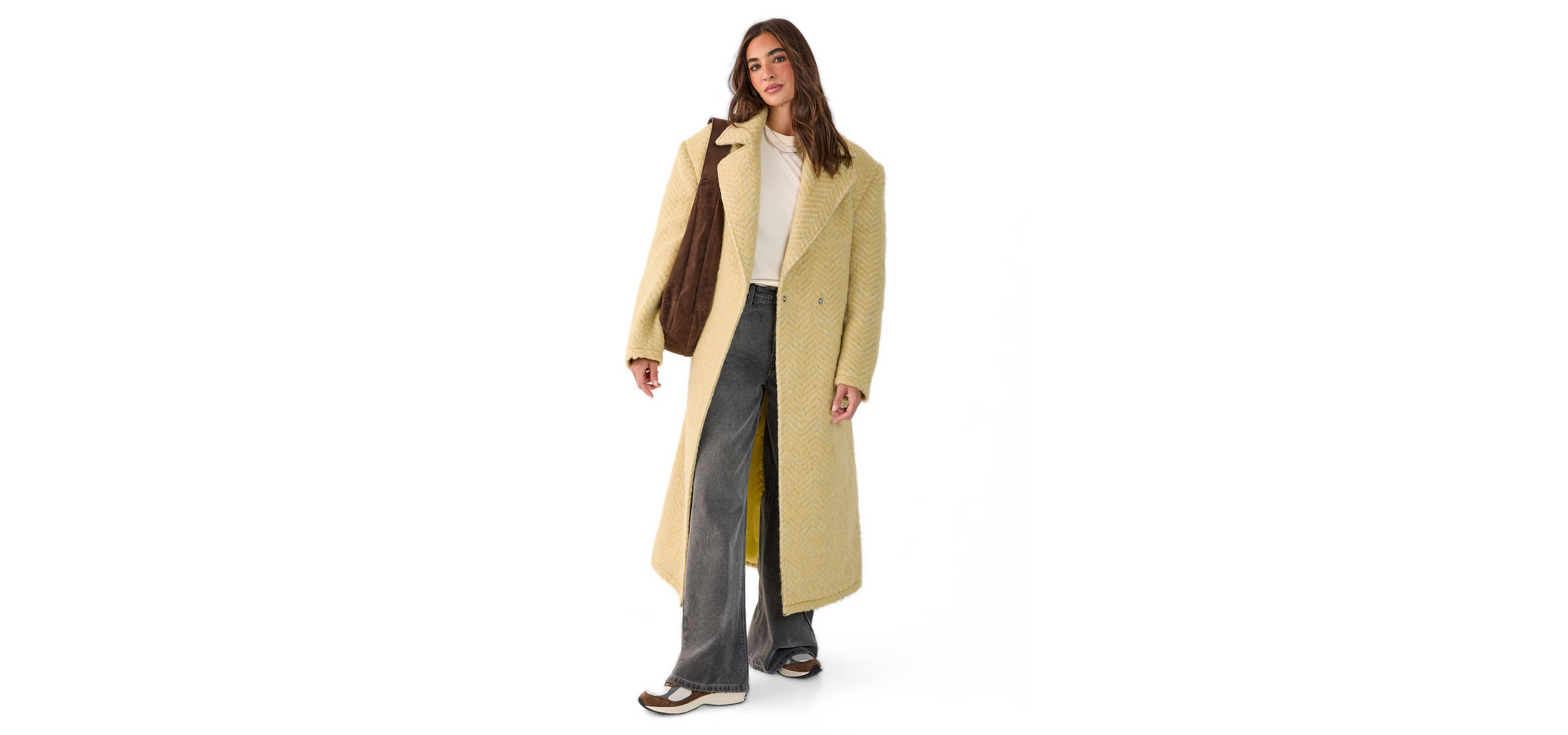 Nasty Gal Women's Double Breasted Brushed Herringbone Coat