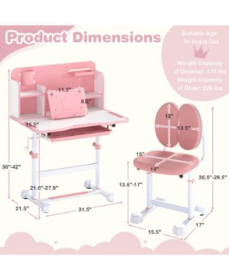 Kids Height-Adjustable Study Desk and Chair with Tilt Desktop and Pen Holder
