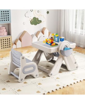 6-in-1 Multi-Activity Children Table and Chair Set with Folding Art