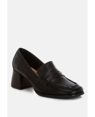 Womens Sutapa Penny Strap Flared Block Heel Loafers