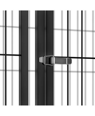 Large Dog House Cage, 63" Black Iron Kennel with Top Cover and Customizable Door for Medium Dogs