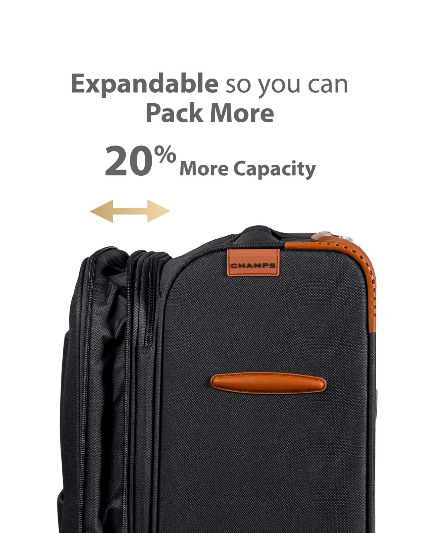 Чемоданы CHAMPS Classic 3 Piece Softside Luggage Set, цвет: Чёрный — фото 5