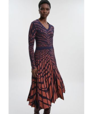 Women's Zebra Jacquard Knit Midi Dress