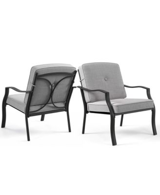 2PCS Metal Chairs Outdoor Dining Seat Heavy Duty w/ Cushions Garden Patio