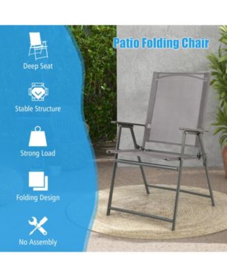 4PCS Patio Portable Metal Folding Chairs Dining Chair Set Poolside Garden
