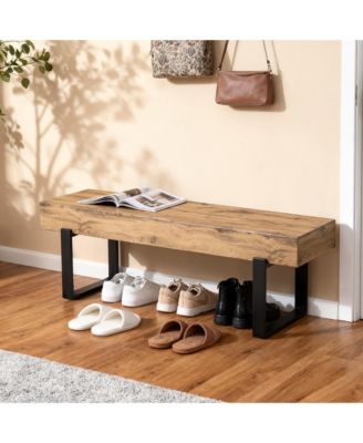 Wooden Ottoman Bench, Farmhouse Bench for Living Room, Entryway Benches, Kitchen Table Bench (Wood)