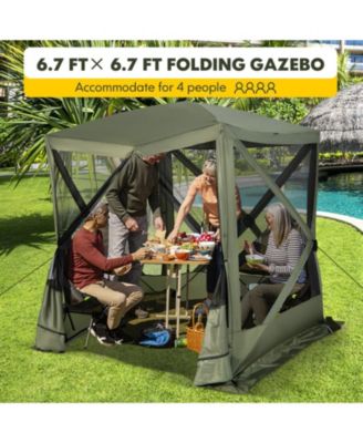 6.7 x 6.7 ft Pop Up Gazebo with Mesh Netting and Carry Bag, UV 50+ Protection
