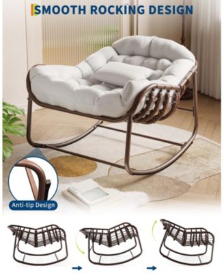 Rocking Egg Chair with Extra-Thick Cushions, Heavy-Duty 450 lb Capacity Steel Frame and Hand-Woven PE Wicker for Indoor Outdoor