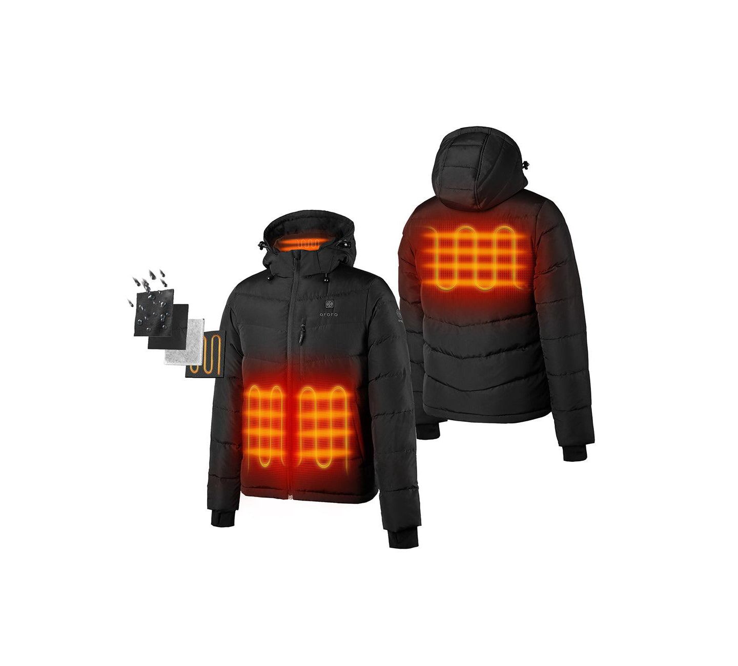 Мужская куртка ororo 4-Zone Heated Down, цвет: Чёрный — фото 4