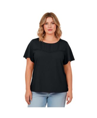 Women's Knit Lace Yoke Tee