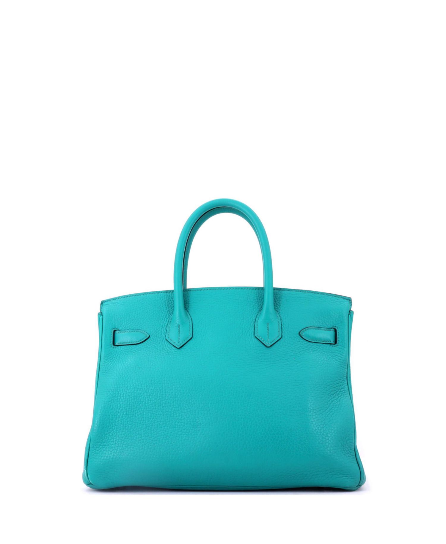 Birkin 30 Handbag Blue Clemence with Palladium Hardware