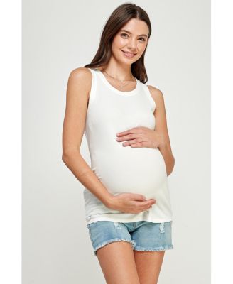 Maternity Fitted Ribbed Crewneck Tank Top