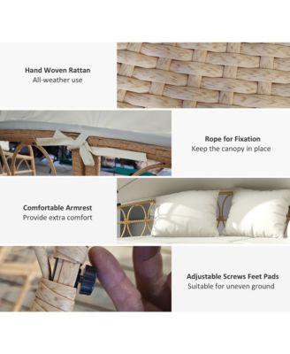 Patio Furniture Set w/ Cushions, Outdoor Daybed w/ Canopy,