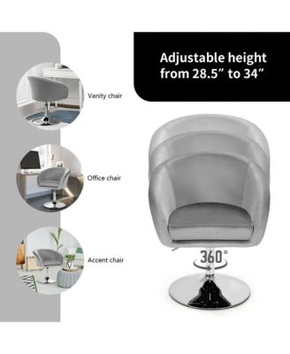 Set of 2 Modern Velvet Chair Height Adjustable Bar Stool Swivel