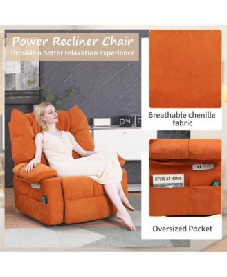 Swivel Power Recliner, Rocking Glider Chair with Massage & Heat