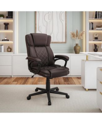 Ergonomic Executive  Faux Leather Office Chair,Diamond-Stitched High Back Chair
