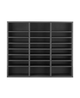24-Compartment Wood Literature Organizer with Adjustable Shelves, 29.0 x 12.0 x 24.4 in