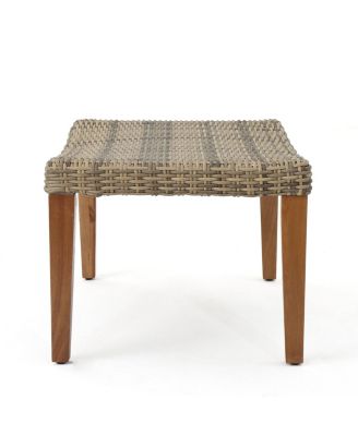 Wood & Wicker Outdoor Ottoman