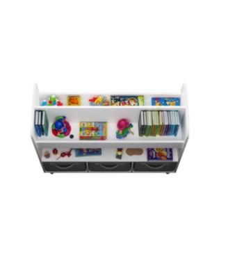 Kids Bookshelf with 3 Fabric Storage Bins, Modern Children's Bookcase with Storage for Toys and Books, for Playroom and Bedroom