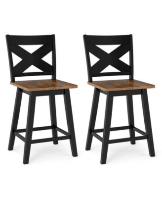 24 Swivel Barstools Set of 2 w Backrest Large Seat Footrest for Kitchen Island