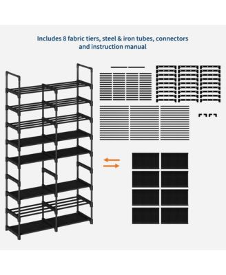 10 Tier Shoe Rack with Adjustable Fabric Shelves, Metal Frame, Slim Storage for Entryway and Bedroom