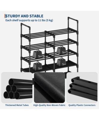 10 Tier Shoe Rack with Adjustable Fabric Shelves, Metal Frame, Slim Storage for Entryway and Bedroom