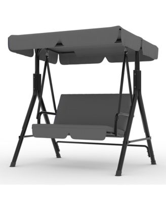 Outdoor Porch Swing with Adjustable Canopy Patio Swing, Heavy Duty for Adults, Metal Frame for Garden, Backyard and Poolside