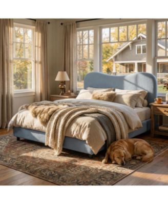Soft Upholstered Kids Bed Frame with Headboard, Low Profile Platform, Strong Wooden Slats, Noise-Free, No Box Spring Needed, Easy Assembly