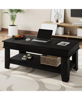 Coffee Table Center Table with Drawer and Storage Shelf, Large Coffee Tables Living Room, Sturdy and Easy to Clean