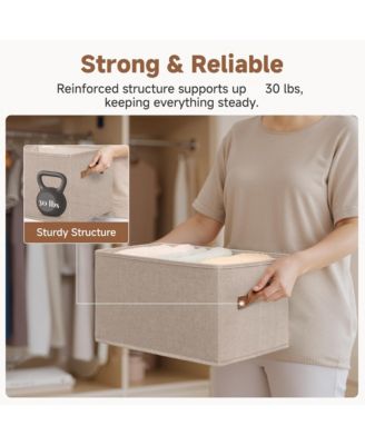 3 Piece Fabric Closet Organizer Storage Bin Foldable Shelf Basket