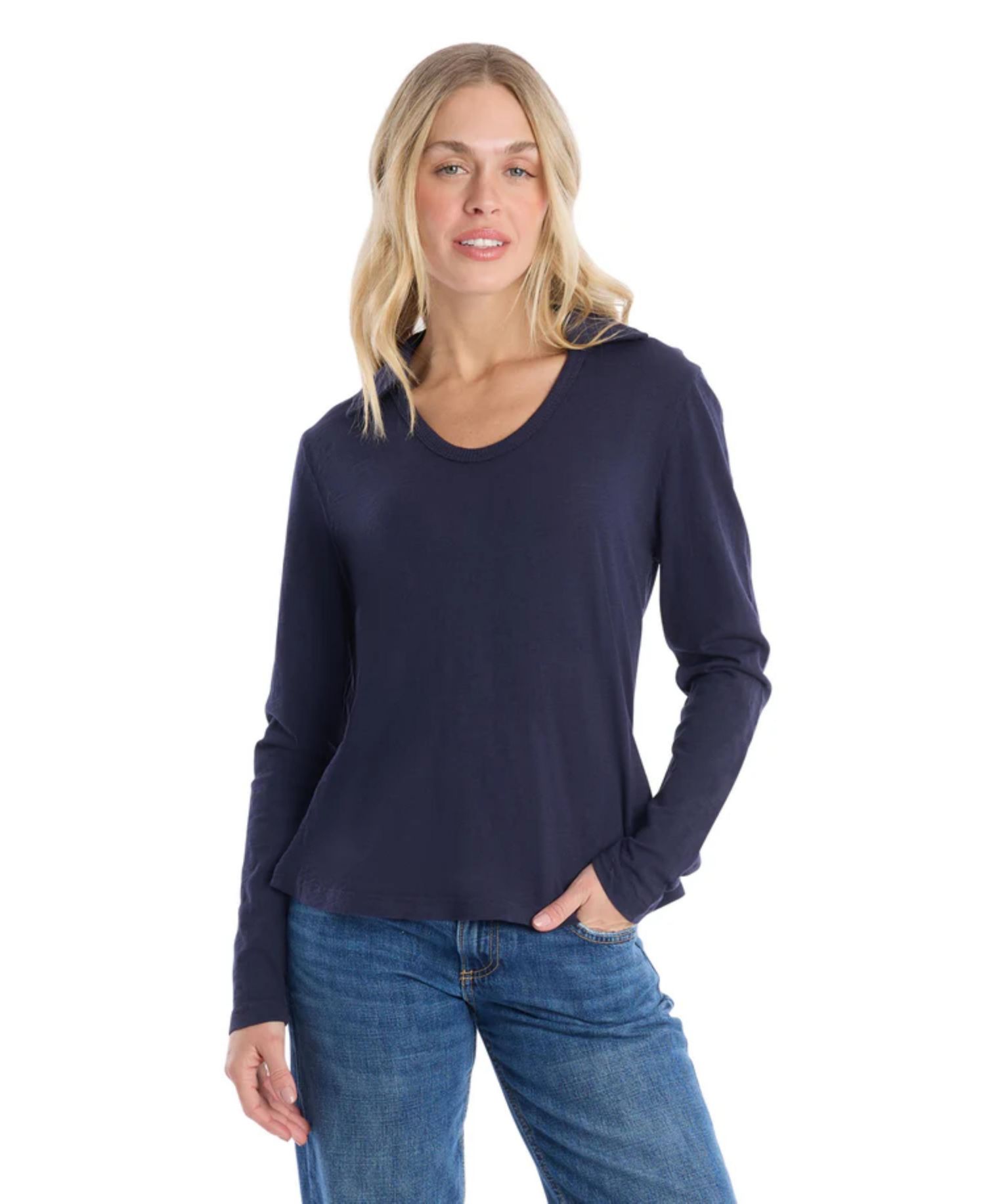 Women's Clothing Scoop Neck Long Sleeve Polo Tee