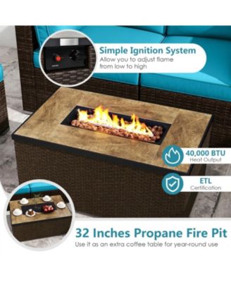 7 Piece Outdoor Furniture Set with Fire Pit Table and Propane Tank Cover