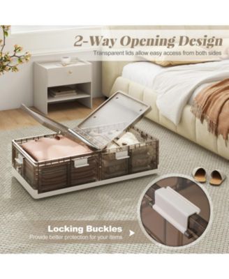 2-Pack Under-Bed Rolling Storage Containers with 44 lbs Capacity and Folding Design