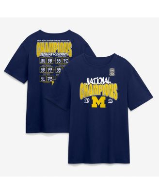 Men's Navy Michigan Wolverines 2026 NCAA Men's Basketball National Champions Schedule T-Shirt