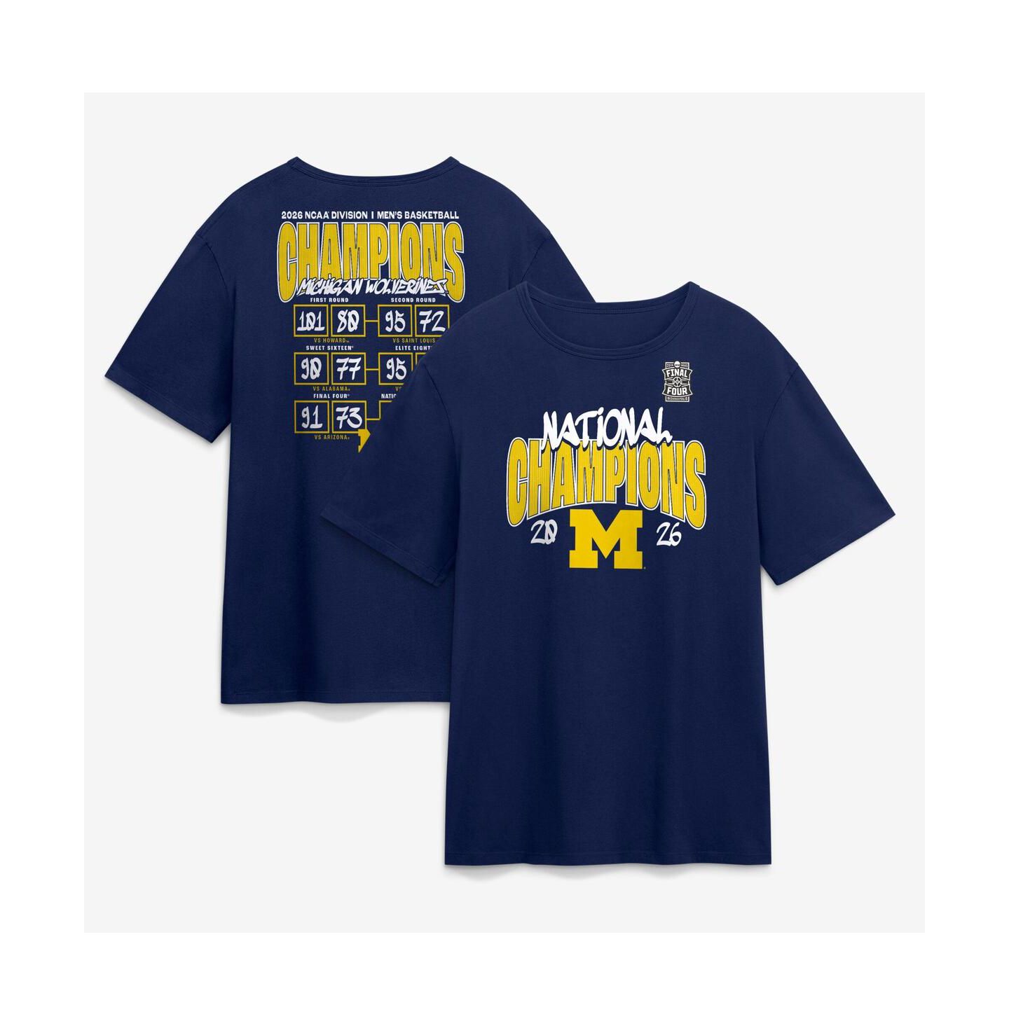 Мужская футболка Fanatics Navy Michigan Wolverines 2026 NCAA Basketball National Champions Schedule — фото 1