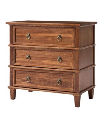 Allisa 28"W 3-Drawer Solid Wood End Table with Built-in Charging Station