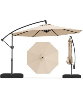 10 ft Offset Cantilever Patio Umbrella with Base, Infinite Tilt and 360 Rotation