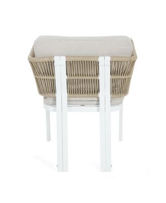 All-Weather Outdoor Dining Chair Set of 2 with Aluminum Frame and Cushion, for Backyard and Garden Seating