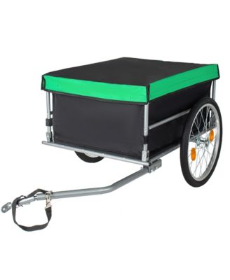 Foldable Bike Cargo Trailer, Heavy Duty Bicycle Wagon Cart with 20'' Wheels, Removable Cover, 120 lbs Capacity for Luggage, Groceries