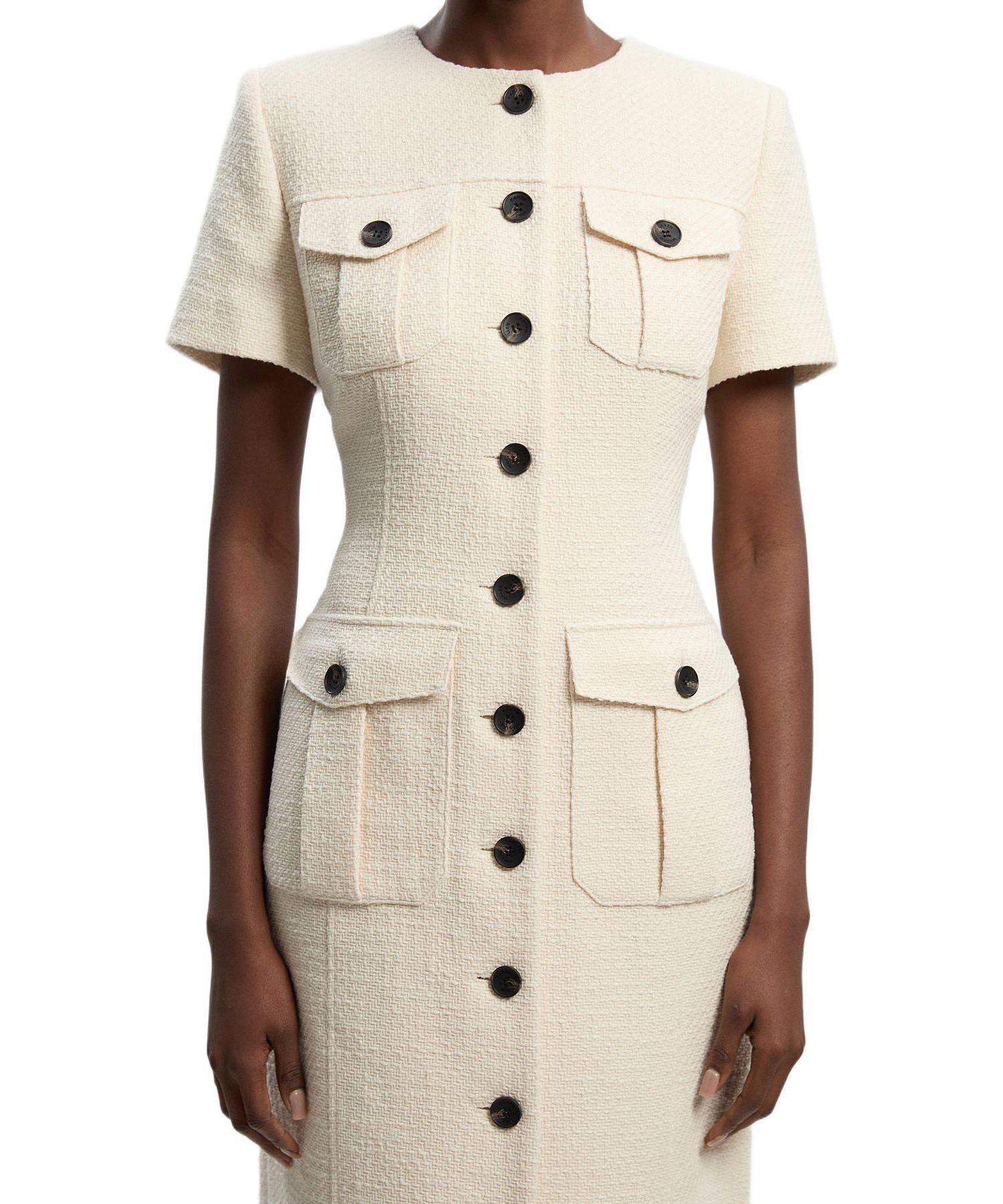 Women's Textured Tweed Tailored Midi Dress