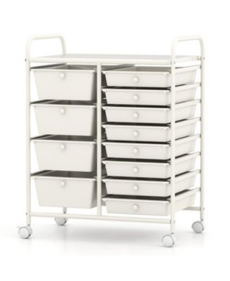 12-Drawer Utility Rolling Cart with Baked Metal Frame and Mixed Drawer Sizes