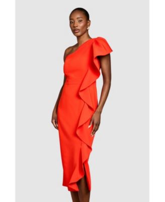 Women's One Shoulder Pencil Midi Dress