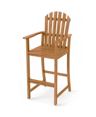 Tall Adirondack Chair with Armrests and Footrest for Deck